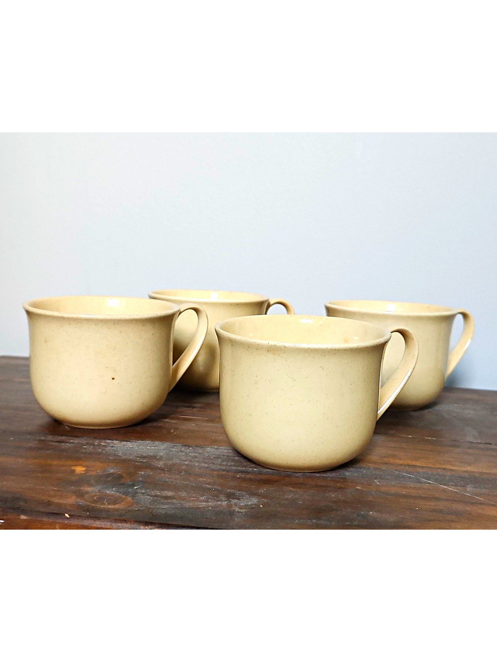Set of 4 Franciscan Speckled Beige Ceramic Coffee Mugs